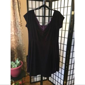 F21+ Off Shoulder Purple Velvet Dress